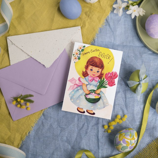 Cute retro vintage Easter Sister postcard (Creator Uploaded)