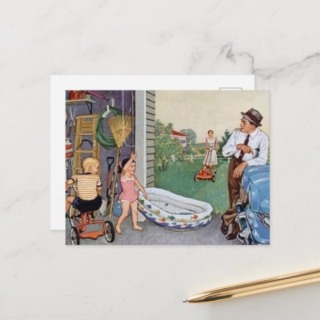 cute retro vintage everyday postcard (Front/Back In Situ)