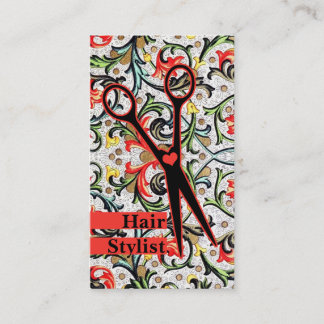 cute retro vintage floral scissors hair stylist appointment card
