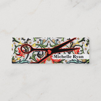 cute retro vintage floral scissors hair stylist mini business card