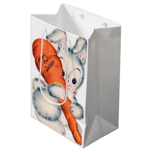 cute retro vintage Happy Easter Daddy bunny Medium Gift Bag