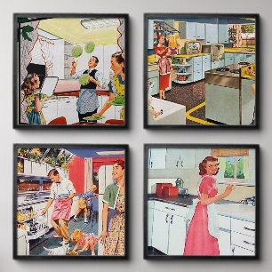 Cute retro vintage house Wife Peel And Stick Photo Tile