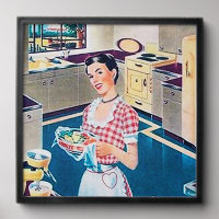 Cute retro vintage house Wife