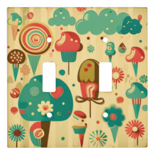 Cute retro vintage ice creams light switch cover