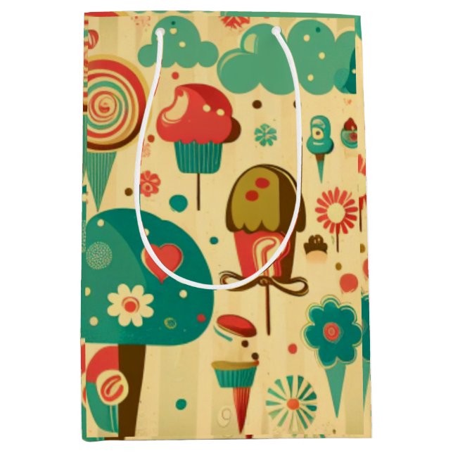 Cute retro vintage ice creams medium gift bag (Front)
