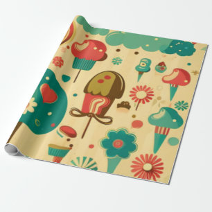 Cute retro vintage ice creams wrapping paper