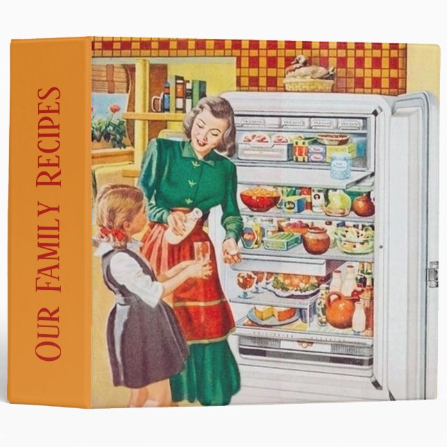 cute retro vintage kitchen recipe 3 ring binder (Front/Spine)