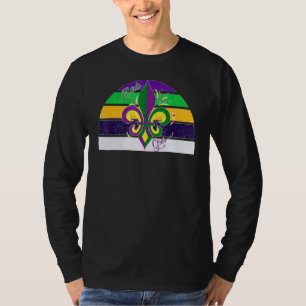 Cute Retro Vintage Mardi Gras Fleur De Lis Youth M T-Shirt