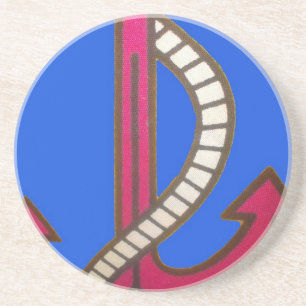cute Retro Vintage Navy Achor.jpg Sandstone Coaster