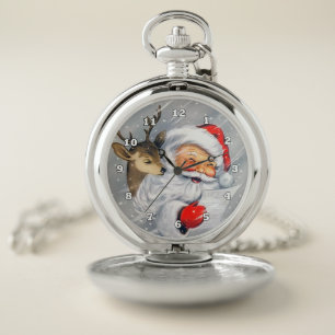 Cute retro vintage Santa Holiday Pocket Watch
