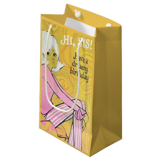 Cute retro vintage Sister birthday  Small Gift Bag (Front Angled)