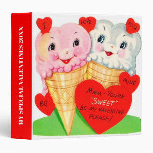 Cute retro vintage special valentine cards 3 ring binder
