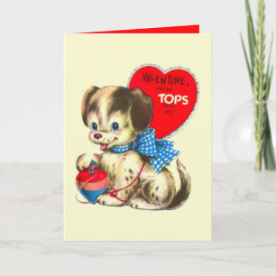 cute retro vintage Valentine dog Holiday Card