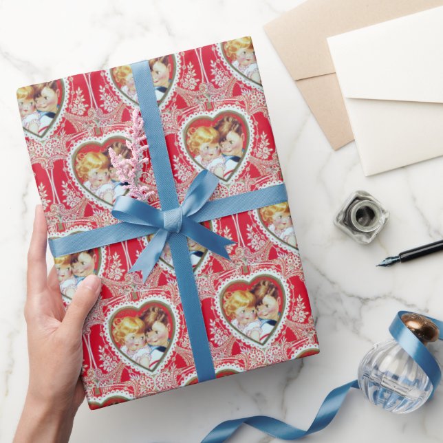cute retro vintage Valentine party Wrapping Paper (Gifting)