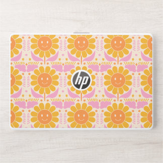 Cute Retro Vintage Yellow Pink Flower Pattern HP Laptop Skin