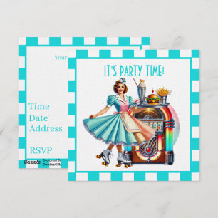 Cute retro waitress party invitation