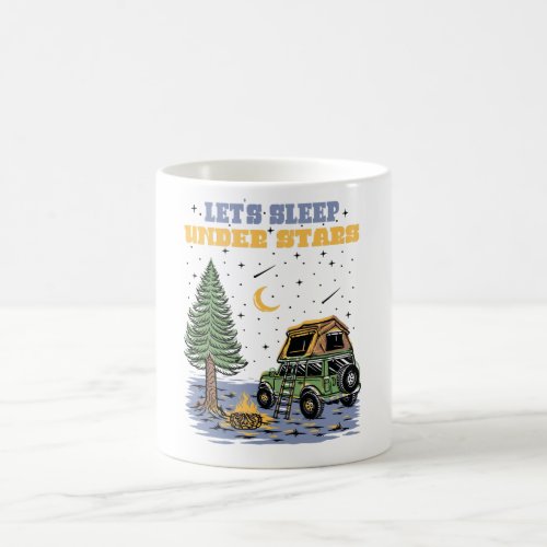 Cute Retro Wanderlust LetS Sleep Under Stars Coffee Mug