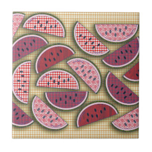 Cute Retro Watermelons Ceramic Tile