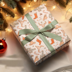 Cute Retro Western Christmas  Wrapping Paper