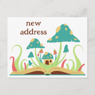 Cute Retro Whimsical Colorful We Have Moved Postcard