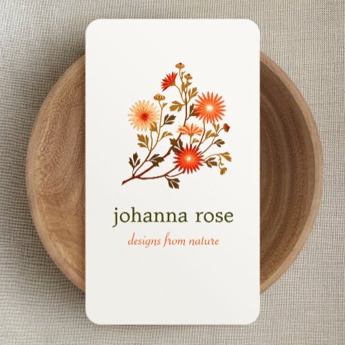 Cute Retro Wildflowers Floral Business Card