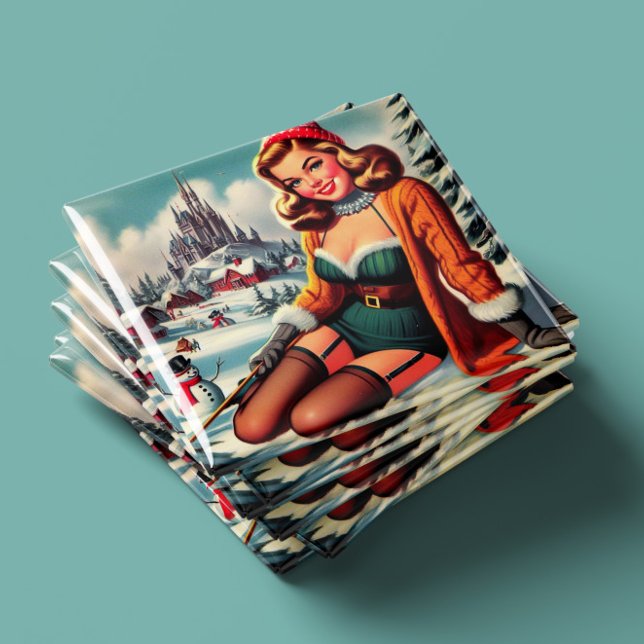 Cute Retro Winter Pin-up Magnet (Creator Uploaded)