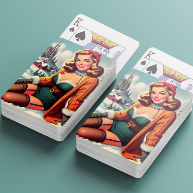 Cute Retro Winter Pin-up Poker Cards (Creator Uploaded)