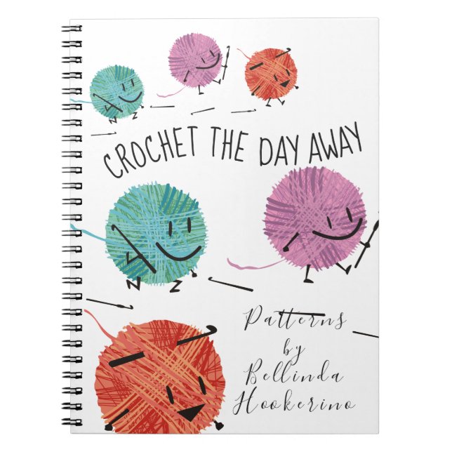 Cute retro yarn crochet hooks pattern notebook (Front)
