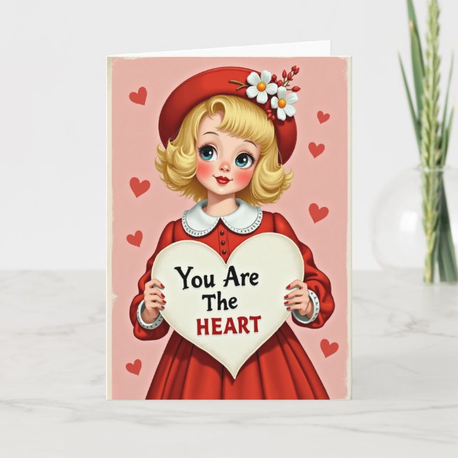 Cute Retro You Are The Heart Card (Front)