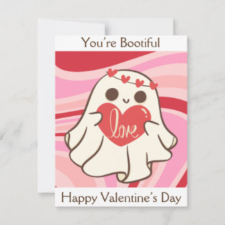 Cute Retro You’re Bootiful Ghost Valentine’s Holiday Card