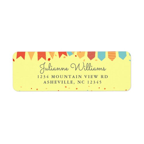 Cute Return Address Party Colorful Confetti Flags Label