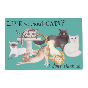Cute Reversible Life Without Cats Placemat
