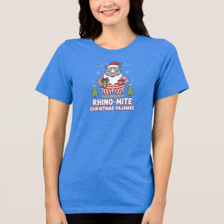 Cute Rhino Christmas Pajamas PNG | Funny Holiday  Tri-Blend Shirt