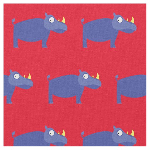 Cute Rhino Kid Baby Nursery Red Rhinoceros Fabric