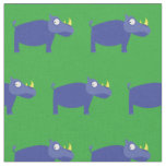Cute Rhino Kids Baby Nursery Green Rhinoceros Fabric