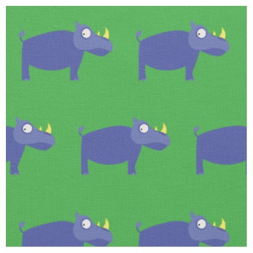 Cute Rhino Kids Baby Nursery Green Rhinoceros Fabric