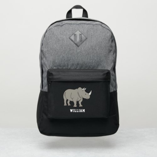 Cute Rhino Personalized Custom Name Back To School Port Authority Backpack