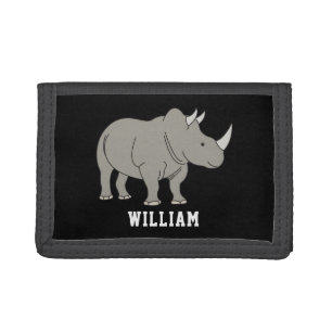 Cute Rhino Personalized Custom Name Back To School Tri-fold Wallet
