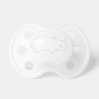 Cute Rhino Rhinoceros Cartoon Line Drawing Pacifier
