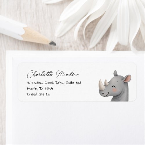 Cute Rhino Safari Return Address Labels