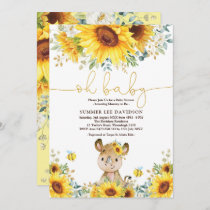 Cute Rhino Sunflower Honey Bee Baby Shower Invitation