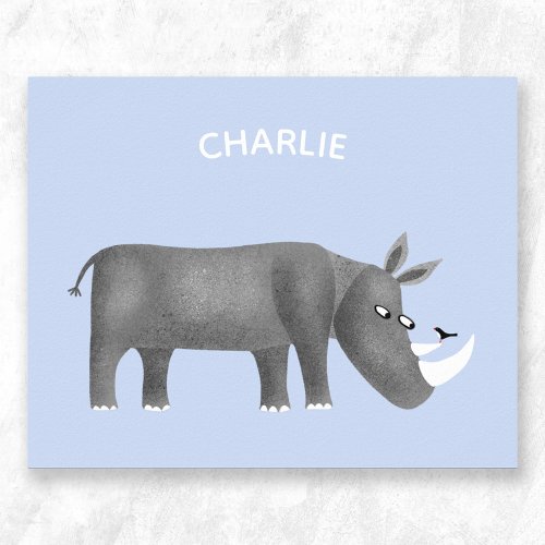 Cute Rhinoceros Animal Lover Custom Name Poster