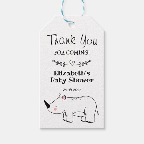 Cute Rhinoceros Baby Shower Rhino 1st Birthday Gift Tags