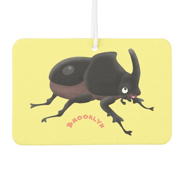 Cute rhinoceros beetle cartoon illustration air freshener (Front)