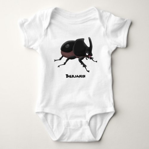 Cute rhinoceros beetle cartoon illustration baby bodysuit