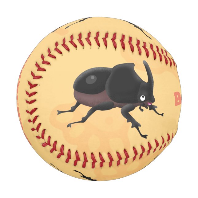 Cute rhinoceros beetle cartoon illustration baseball (Front Left)
