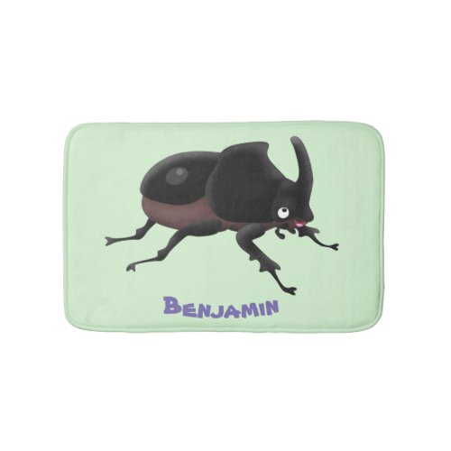 Cute rhinoceros beetle cartoon illustration bath mat