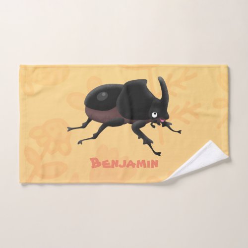 Cute rhinoceros beetle cartoon illustration bath towel set