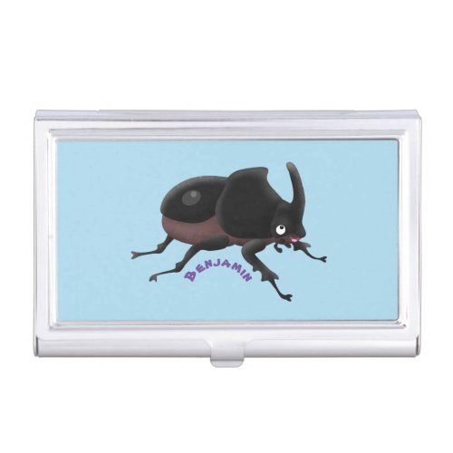 Cute rhinoceros beetle cartoon illustration business card case