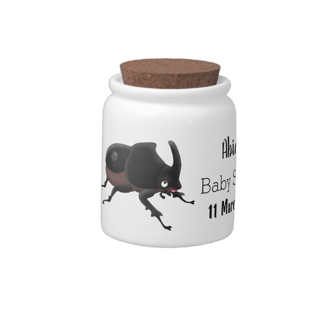Cute rhinoceros beetle cartoon illustration candy jar (Left)
